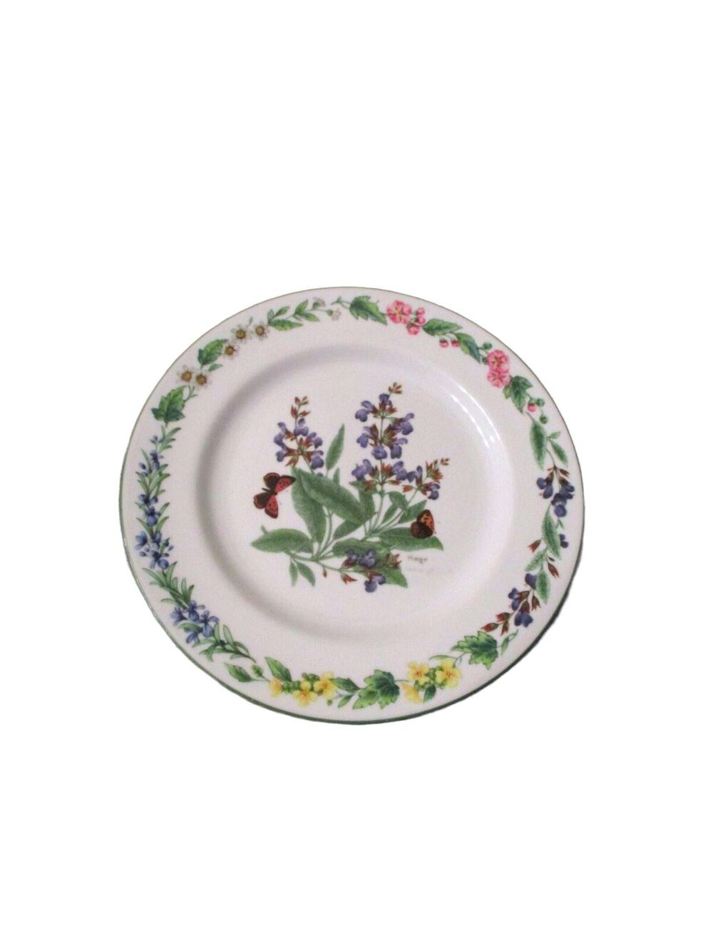 Royal Worcester Herbs 8.38" Salad Plates Set of 3 - Sage Vintage Botanical
